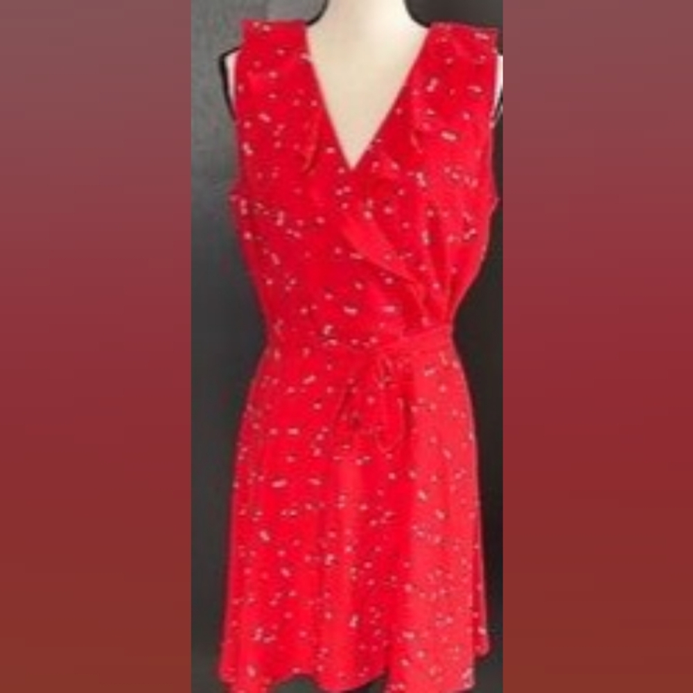 Loft Semi Wrap Dress Red NWT